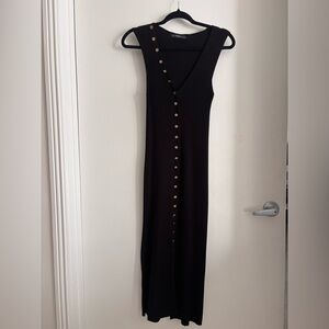 Zara Knit Black Button-Down Dress